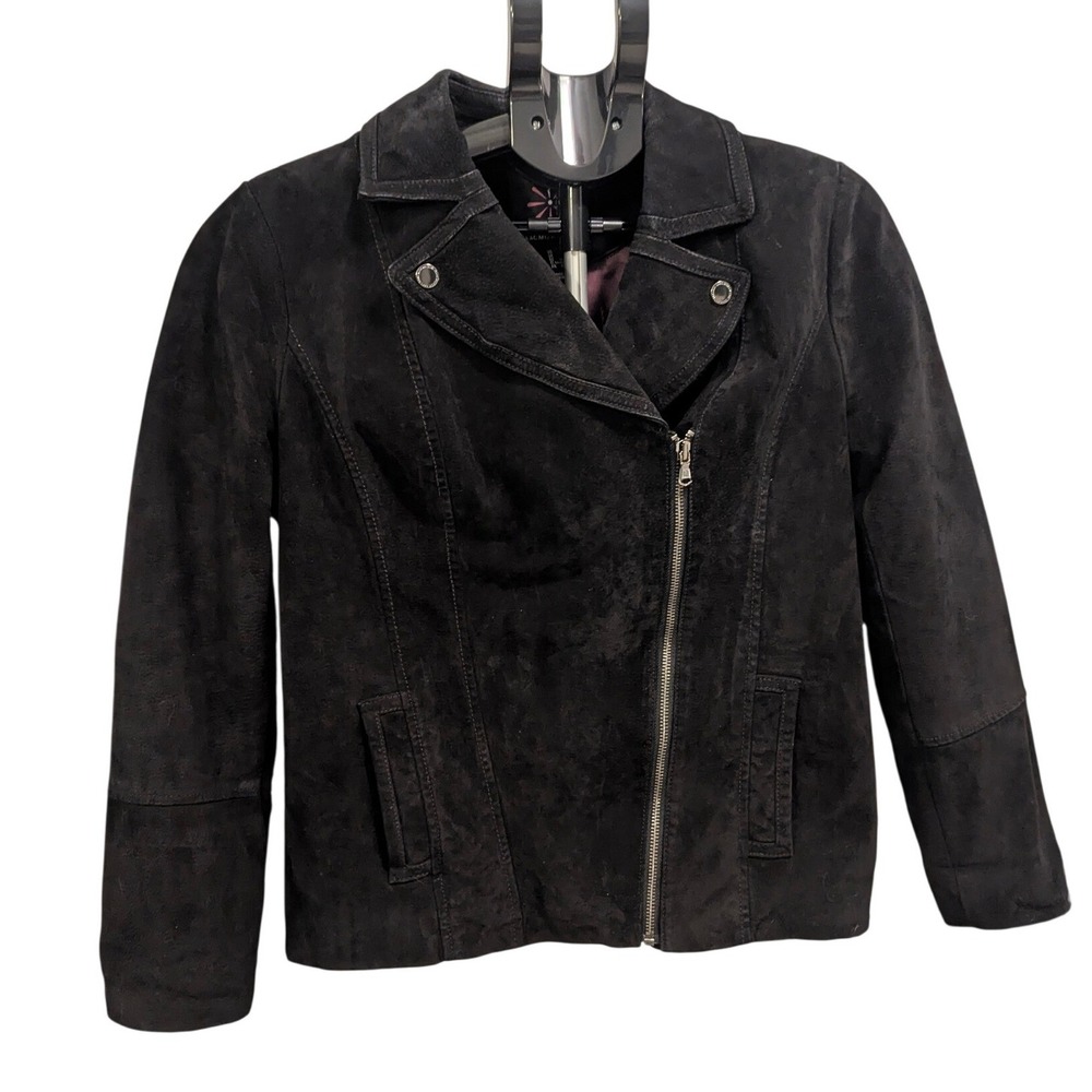 Isaac Mizrahi Live Black Leather‎ Moto Jacket 8 Suede Indie Rocker Grunge Y2K